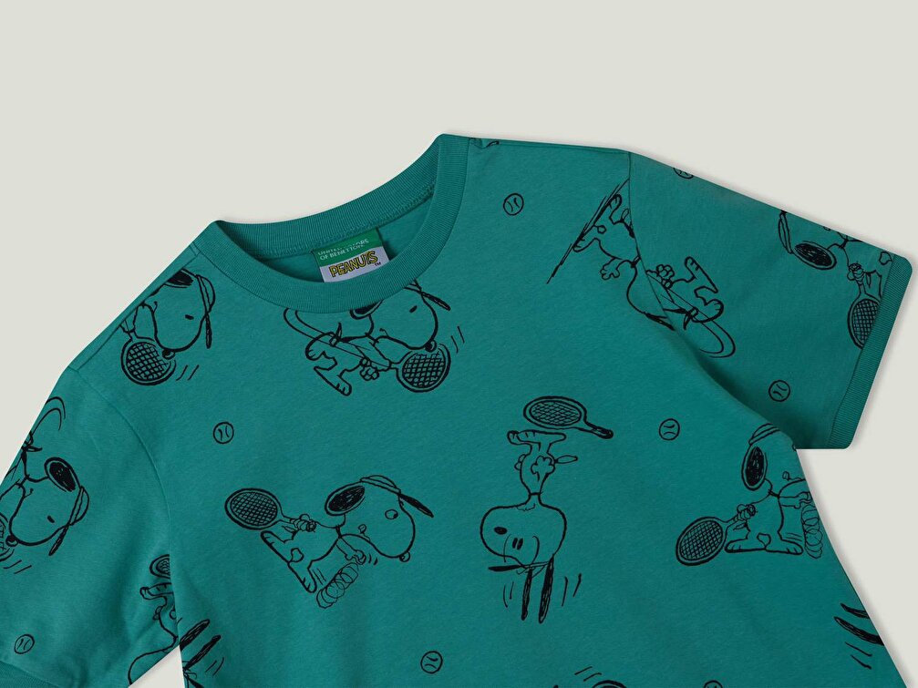 Benetton Erkek Çocuk Lacivert Mix Snoopy Desenli T-Shirt