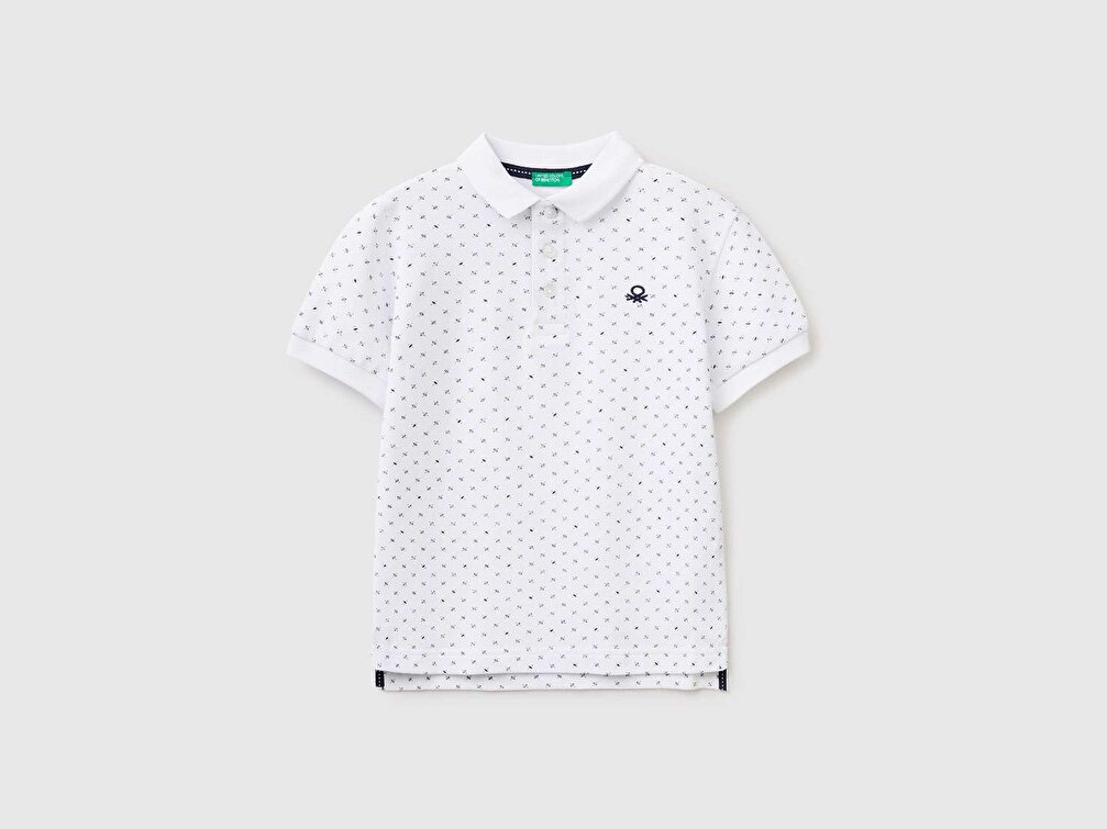 Benetton Erkek Çocuk Mix Mikro Baskılı Logolu Polo T-Shirt