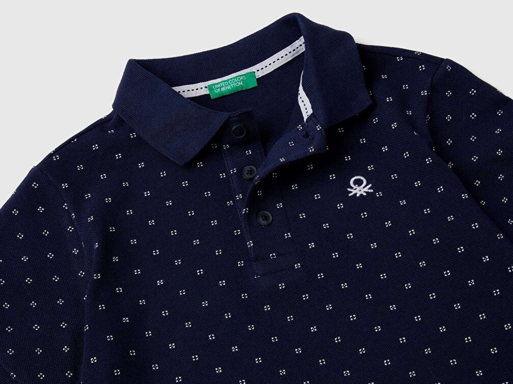 Benetton Erkek Çocuk Mix Mikro Baskılı Logolu Polo T-Shirt