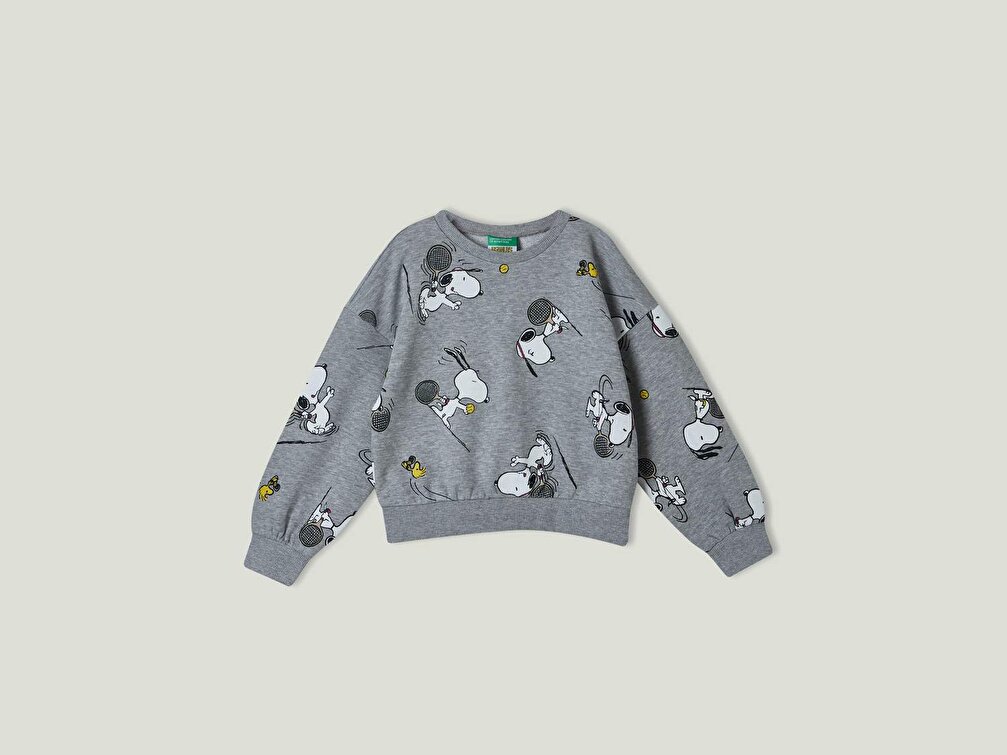 Benetton Kız Çocuk Mix Desenli Snoopy Baskılı Sweatshirt