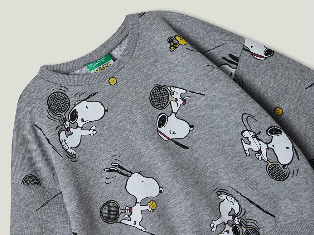 Benetton Kız Çocuk Mix Desenli Snoopy Baskılı Sweatshirt