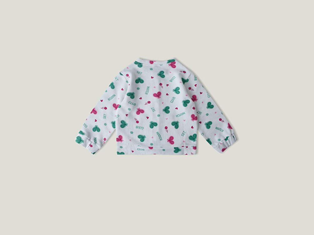 Benetton Kız Çocuk Siyah Mix Grafik Desenli Kese Cepli Sweatshirt