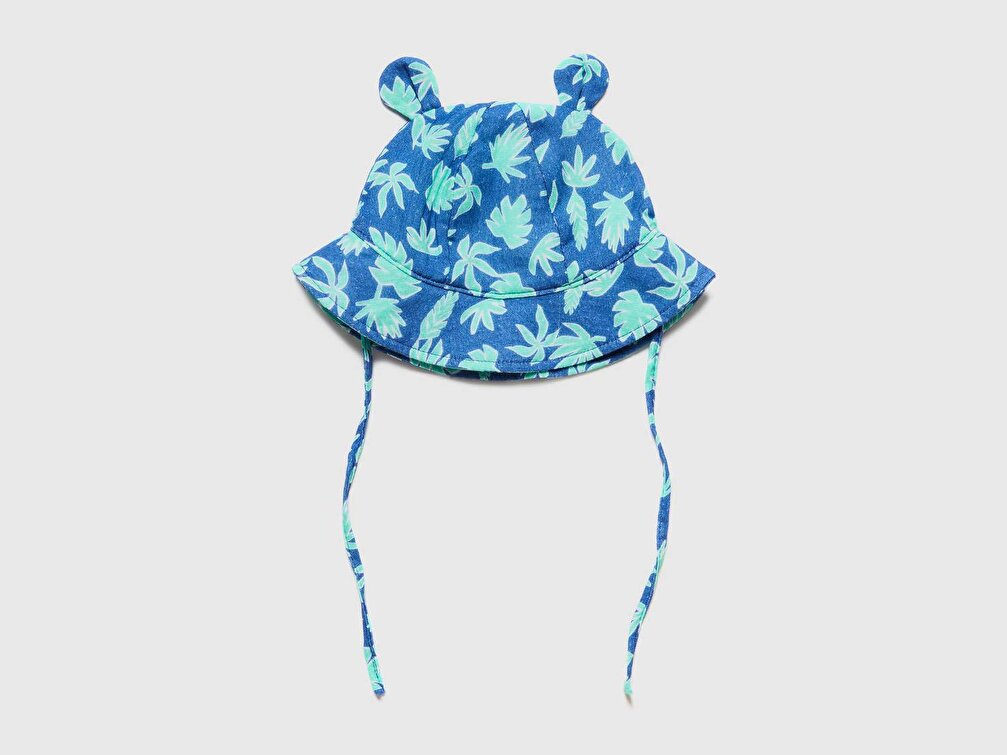 Benetton Bebek Zebra Desenli Desenli Kulaklı Şapka