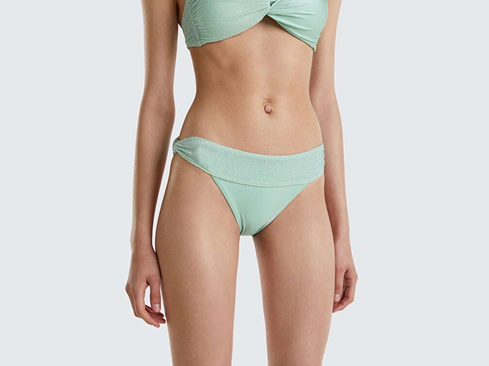 Benetton Kadın Soluk Deniz Yeşili Lurexli Bikini Alt