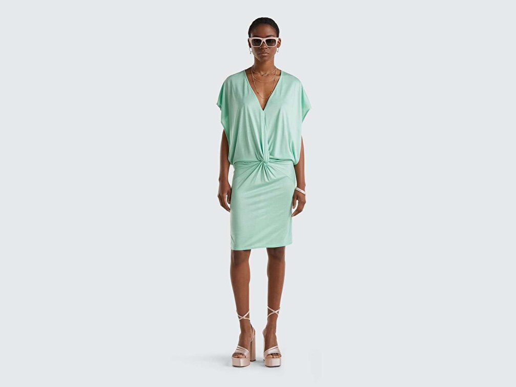 Benetton Kadın Yosun Yeşili Viskozlu Plaj Elbisesi