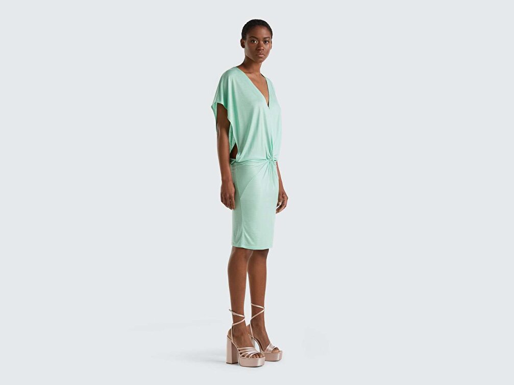 Benetton Kadın Yosun Yeşili Viskozlu Plaj Elbisesi