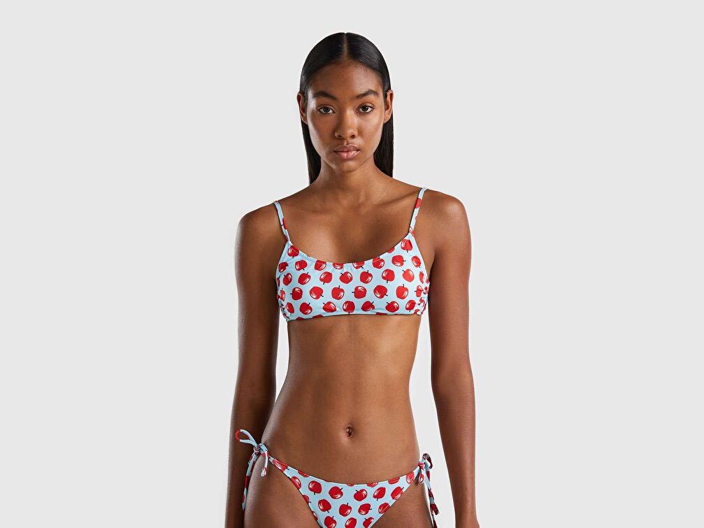Benetton Kadın Bondi Mavisi Meyve Desenli Bikini Üst