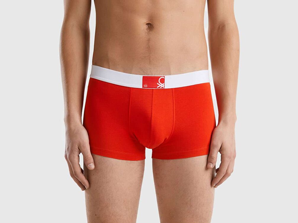 Benetton Erkek Nar Çiçeği Benetton Logolu Boxer
