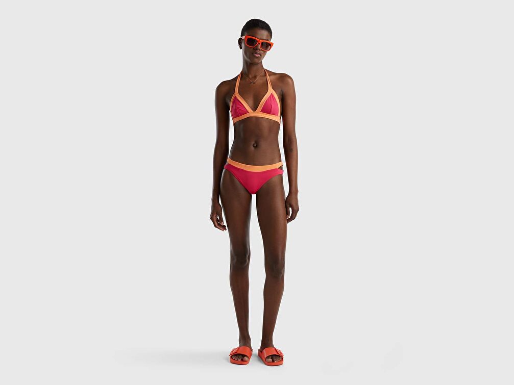 Benetton Kadın Kırmızı-Menekşe Rengi Waterfalls Askılı Bikini Üst