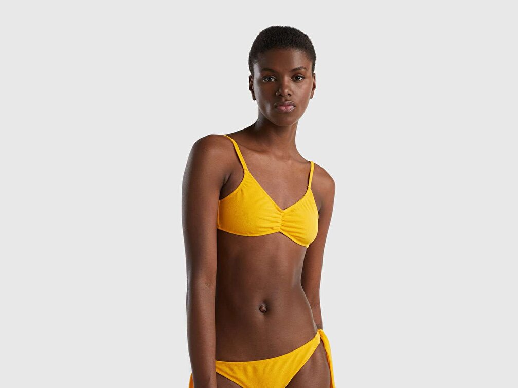 Benetton Kadın Sarı Sünger Kumaş Bikini Üst
