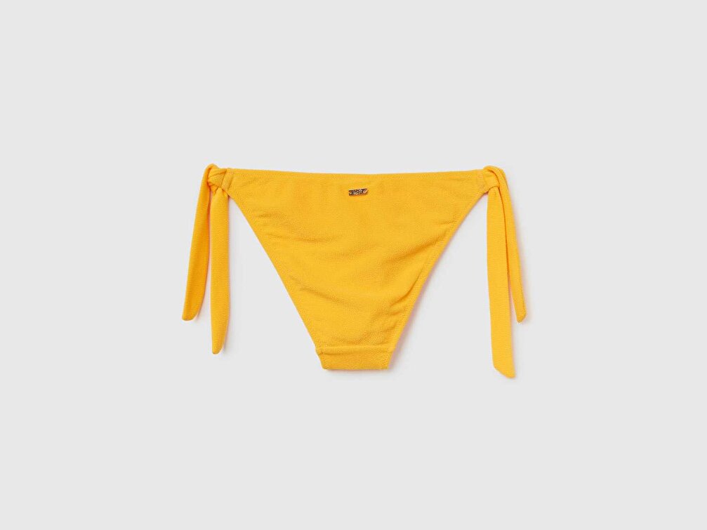 Benetton Kadın Sarı Sünger Kumaş Yandan Bağlamalı Bikini Alt