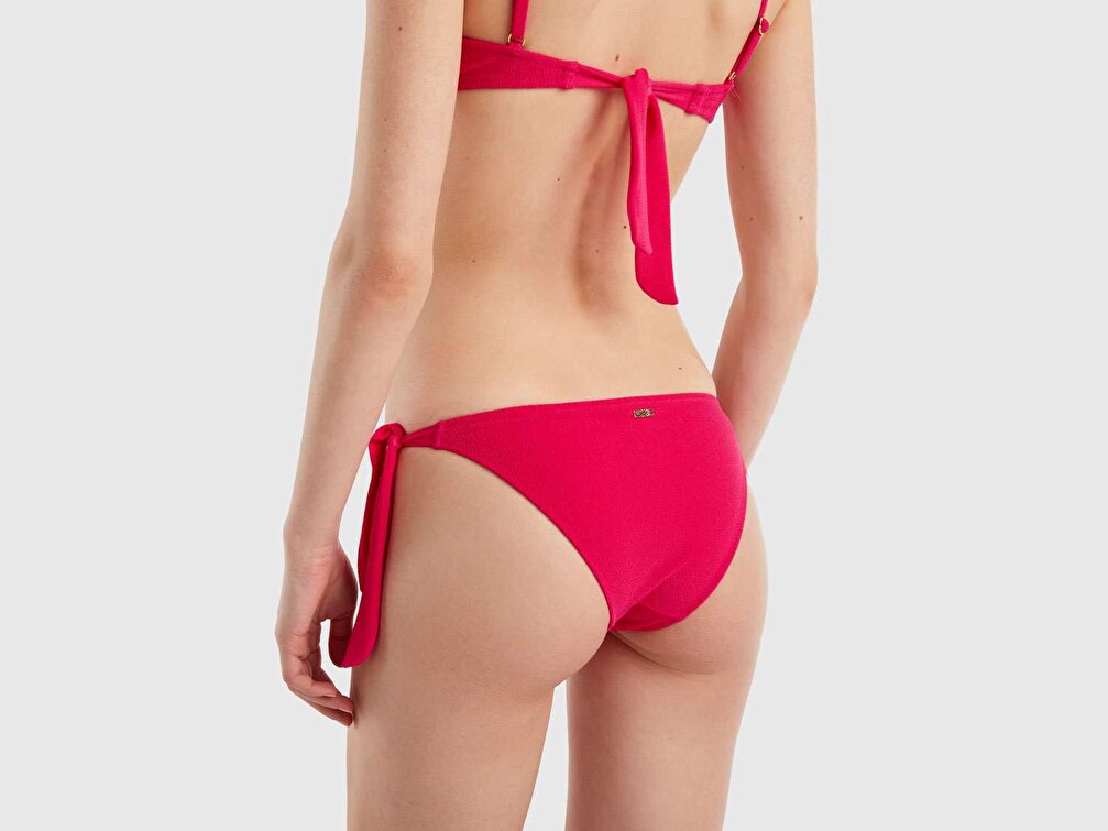 Benetton Kadın Gül Rengi Sünger Kumaş Yandan Bağlamalı Bikini Alt