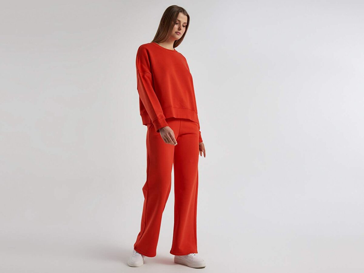 Kadın Kırmızı Boxy Fit Oversixe Sweatshirt