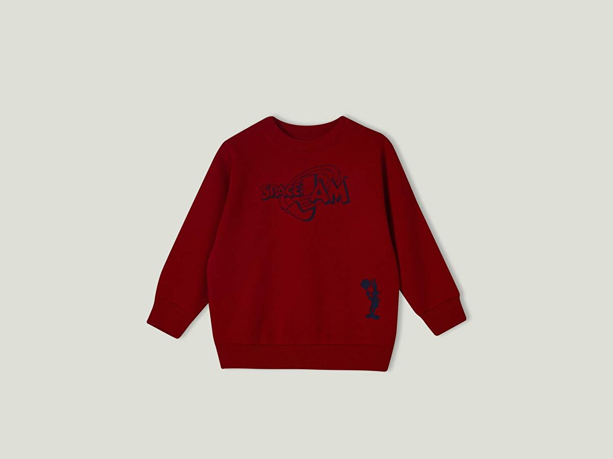 Erkek Çocuk Kırmızı Space Jam Baskılı Sweatshirt
