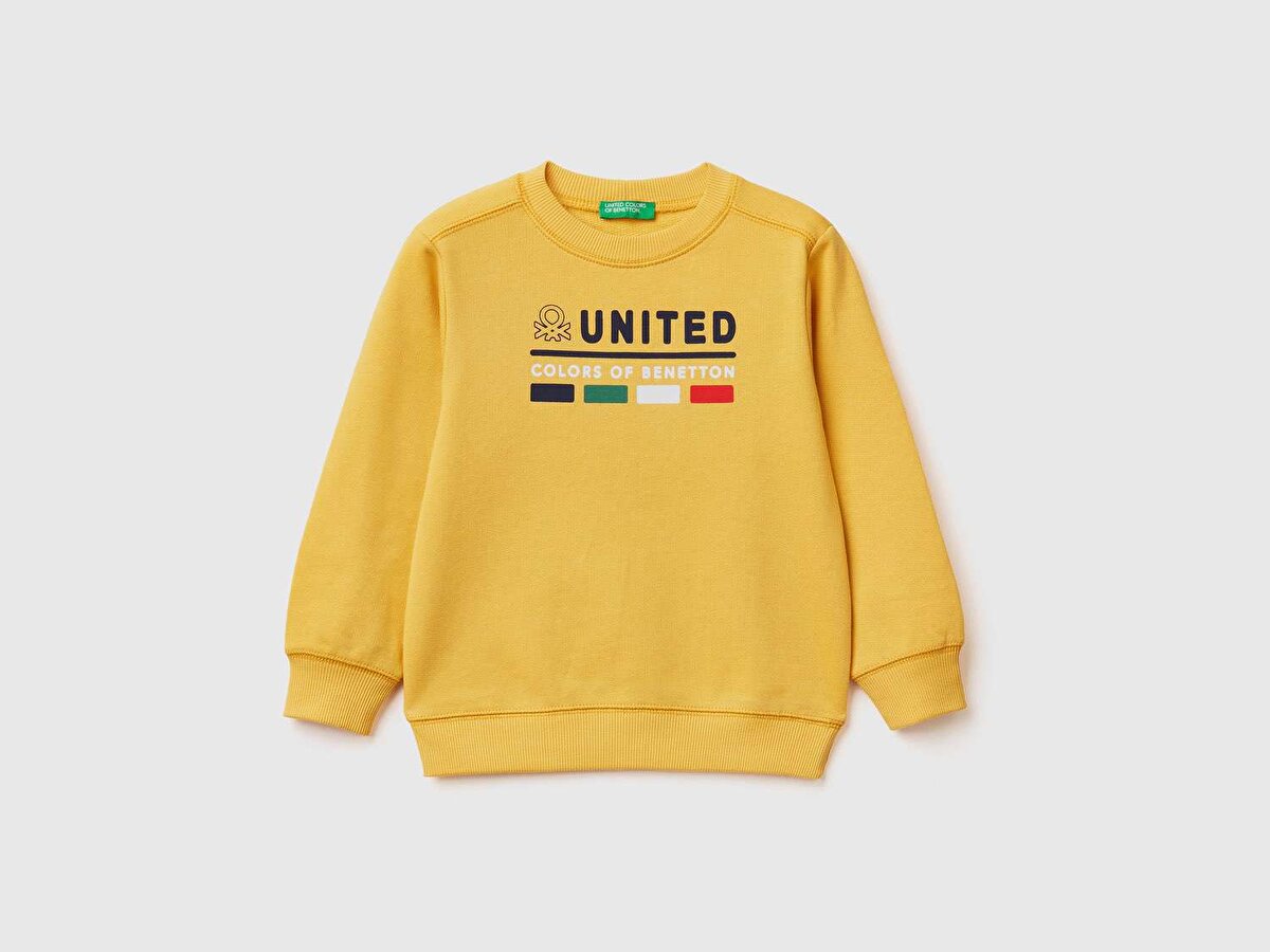 Erkek Çocuk Hardal Sarı Renkli Benetton Logolu Sweatshirt