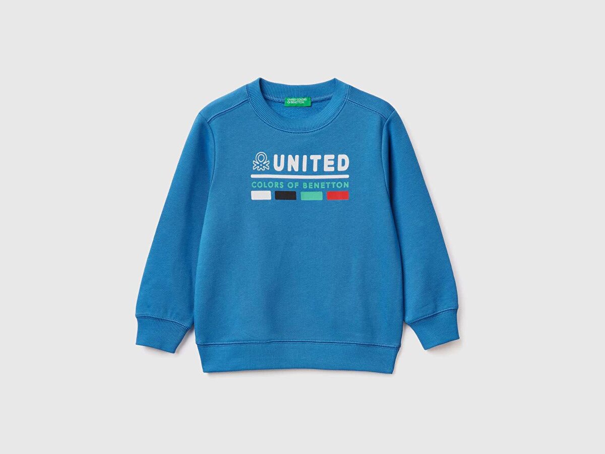 Erkek Çocuk Mavi Renkli Benetton Logolu Sweatshirt