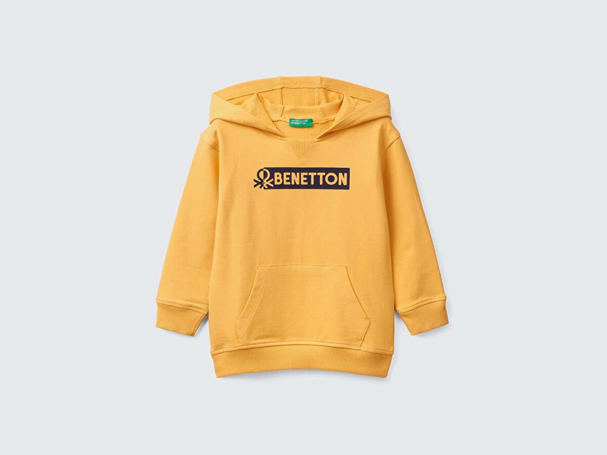 Erkek Çocuk Hardal Sarı Benetton Logolu Sweatshirt