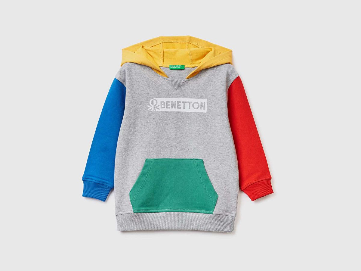 Erkek Çocuk Gri Mix Benetton Logolu Sweatshirt