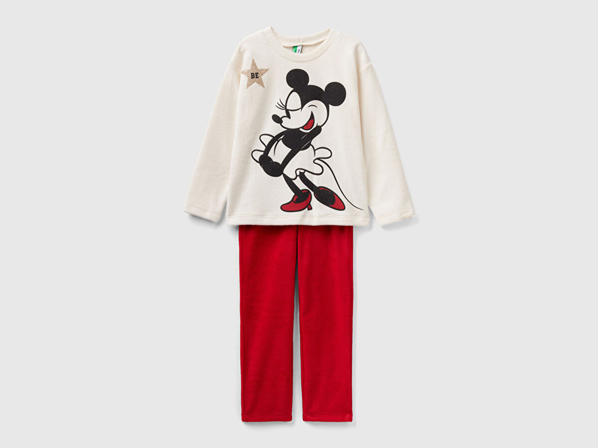 Erkek Çocuk Krem Mickey Baskılı Pijama Takımı