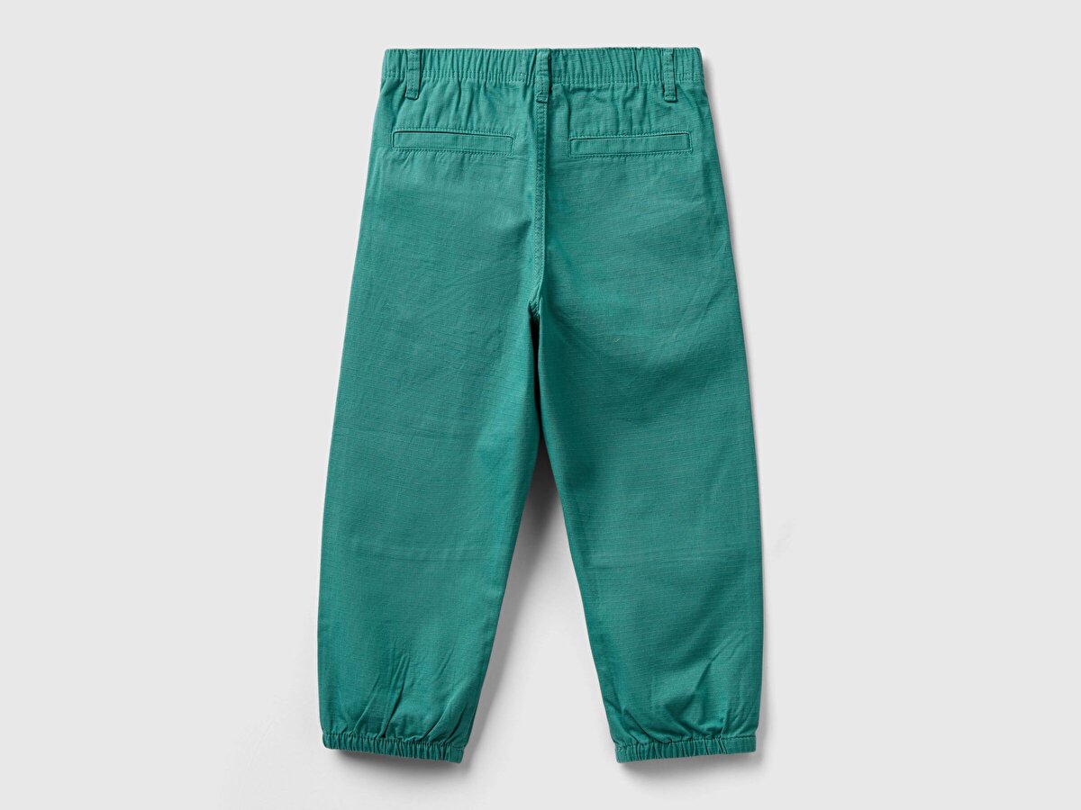 Erkek Çocuk Yeşil Gadget Detaylı Paça Beli Büzgülü Kemer Delikli Pantolon