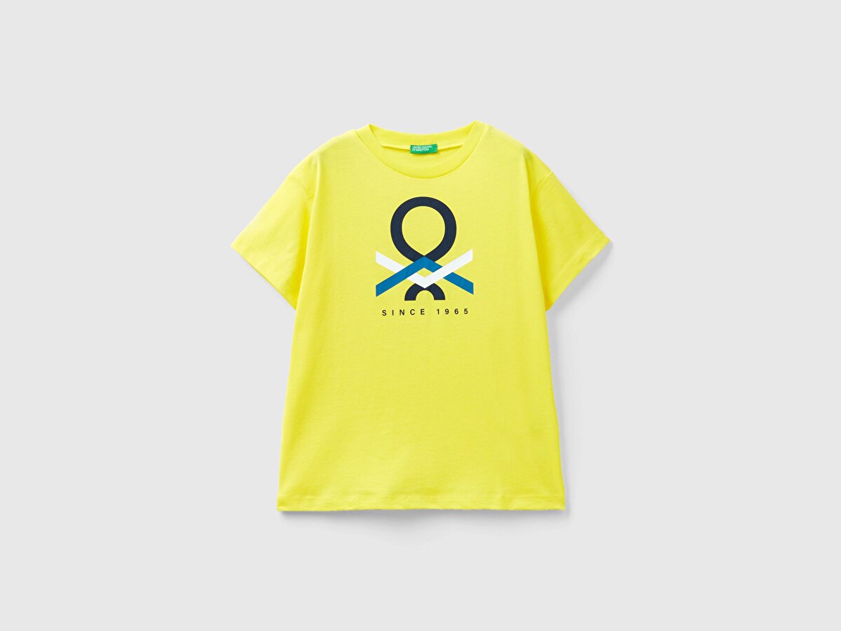 Erkek Çocuk Neon Sarı Benetton Logolu T-Shirt