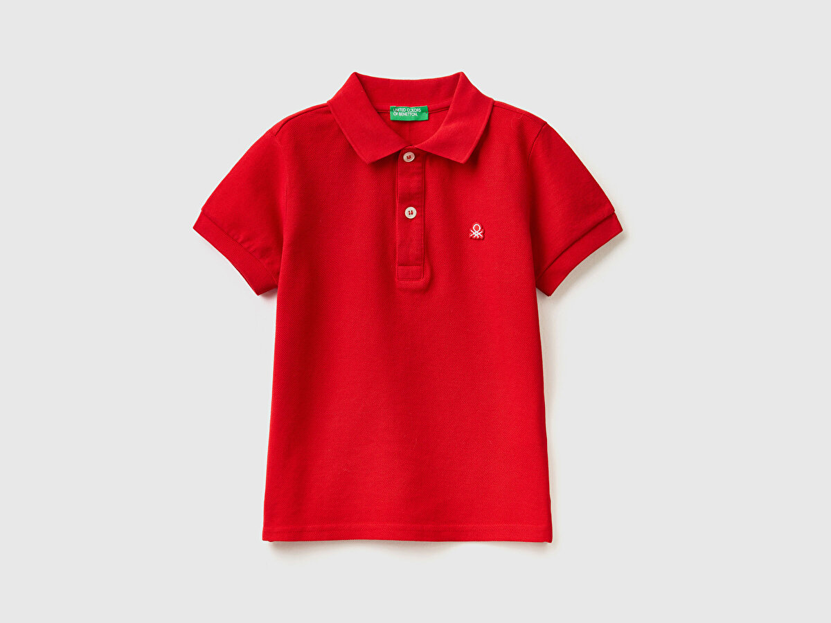 Erkek Çocuk Kırmızı Logolu Pike Polo T-Shirt