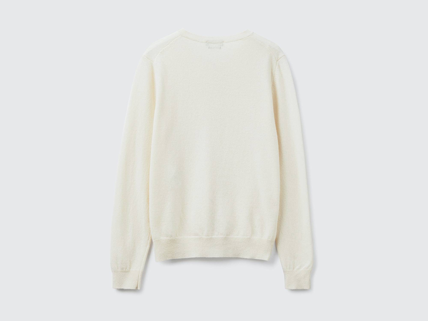 Benetton Kadın Krem %100 Merino Bisiklet Yaka  Hırka