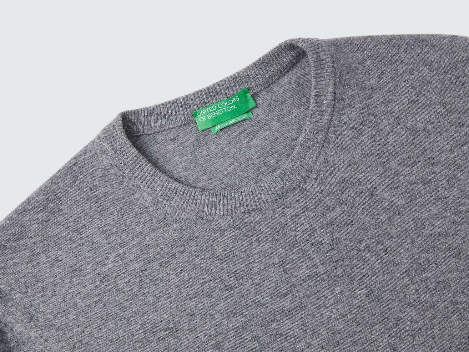 Benetton Erkek Antrasit Melanj %100 Merino Bisiklet Yaka  Kazak