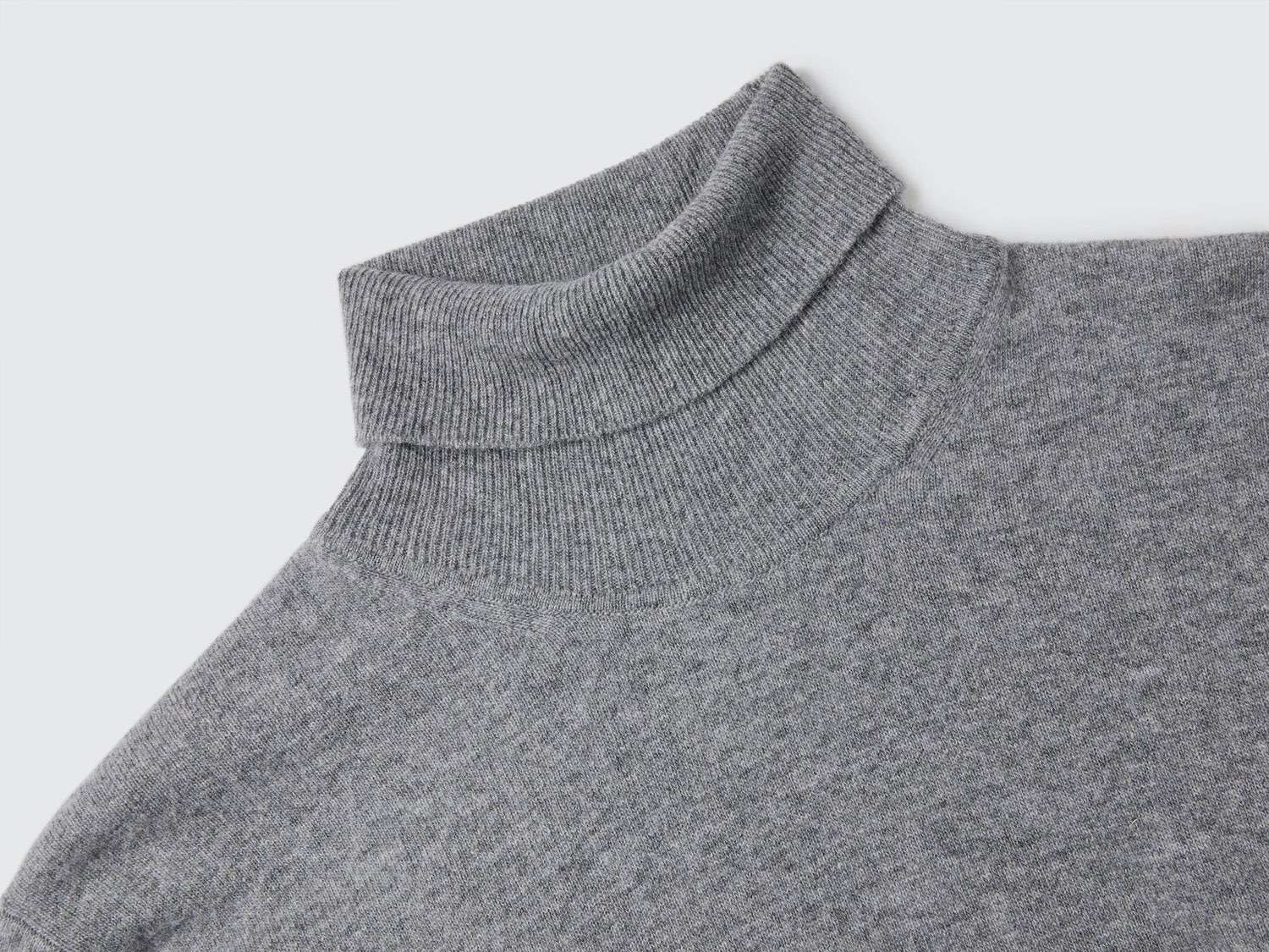 Benetton Erkek Antrasit Melanj %100 Merino Boğazlı  Kazak