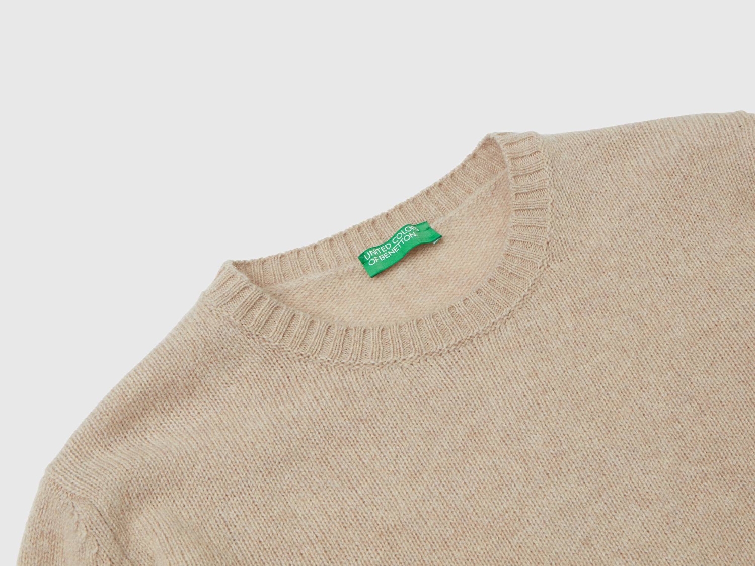 Benetton Kadın Ekru Bisiklet Yaka Shetland Kazak