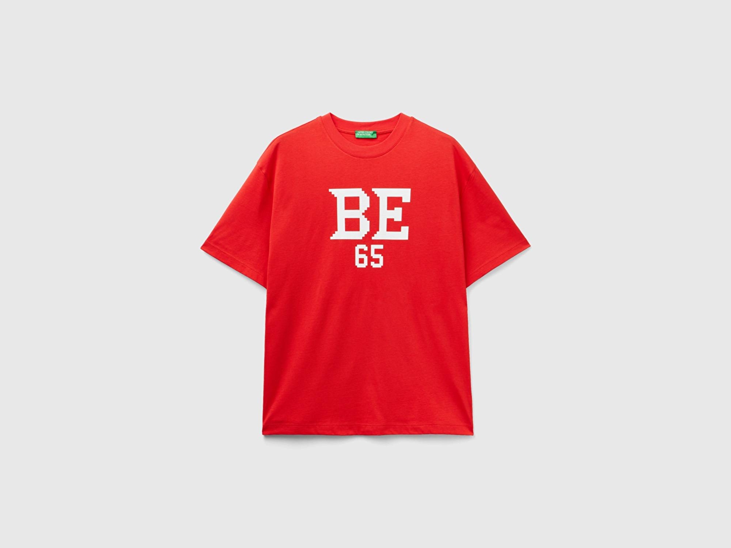 Benetton Erkek Kırmızı %100 Koton Tavşan Baskılı T-Shirt
