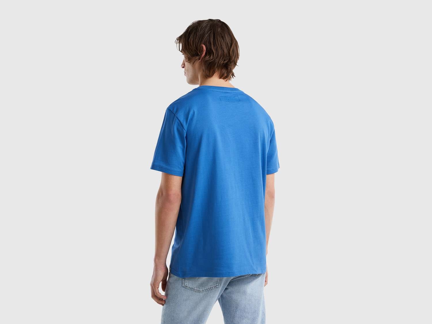 Benetton Erkek Mavi %100 Koton Cepli T-Shirt