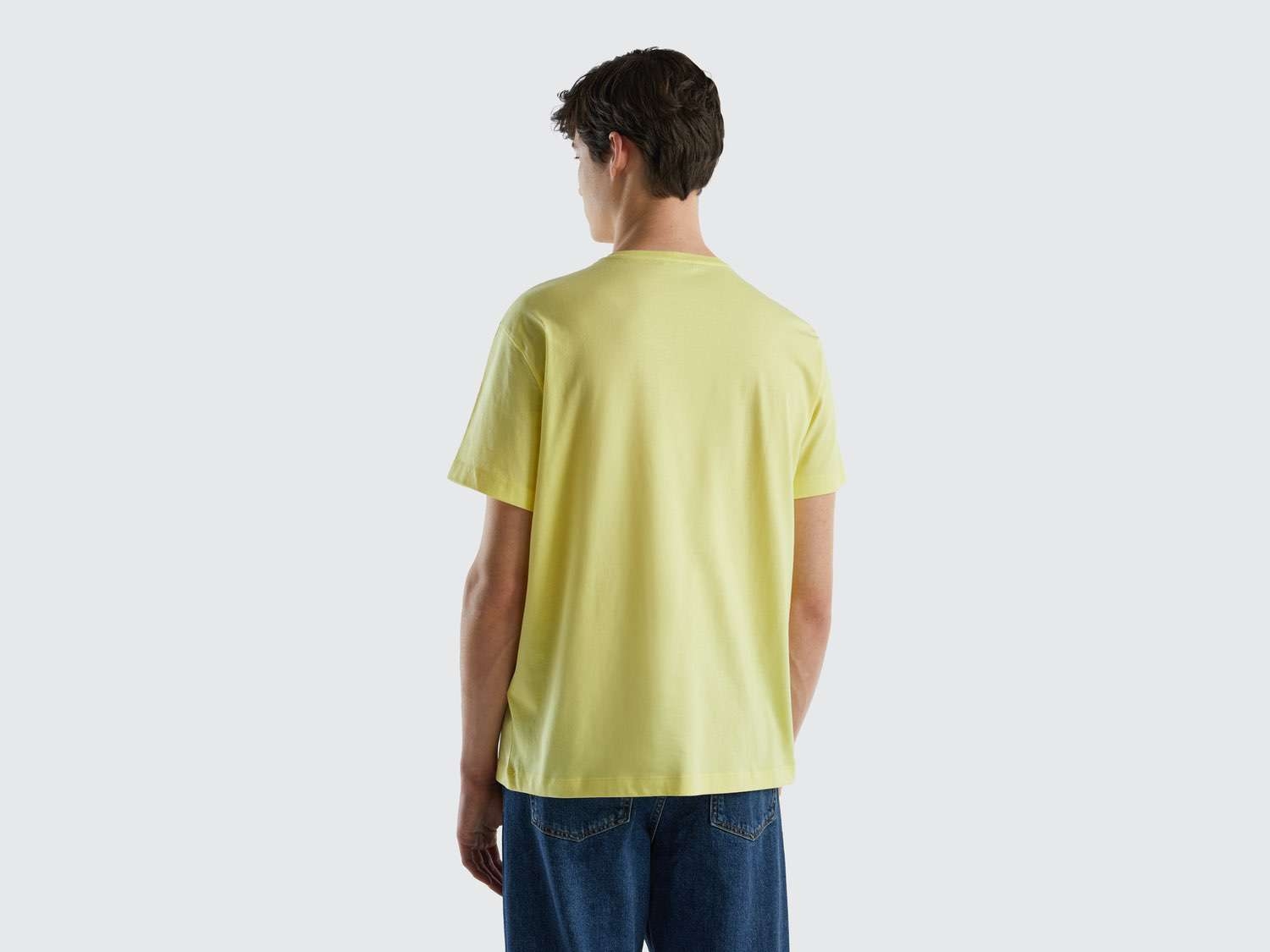 Benetton Erkek Sarı  City Baskılı T-Shirt