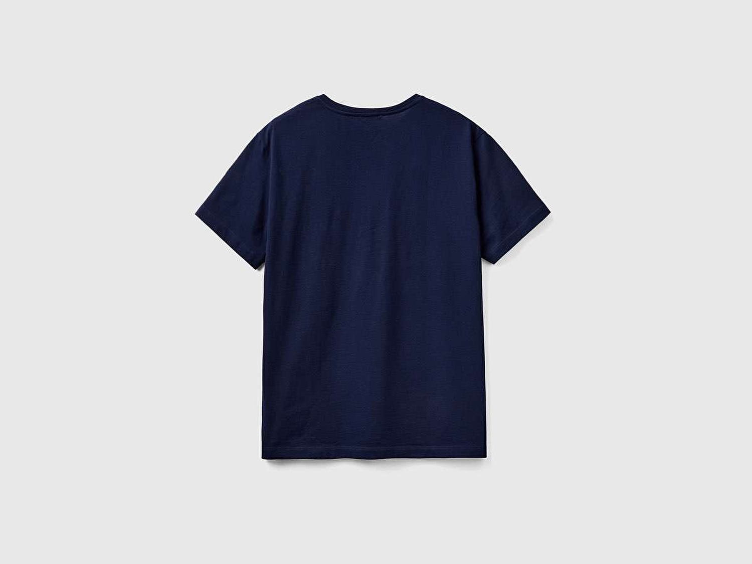 Benetton Erkek Lacivert Mix %100 Koton Baskılı T-Shirt