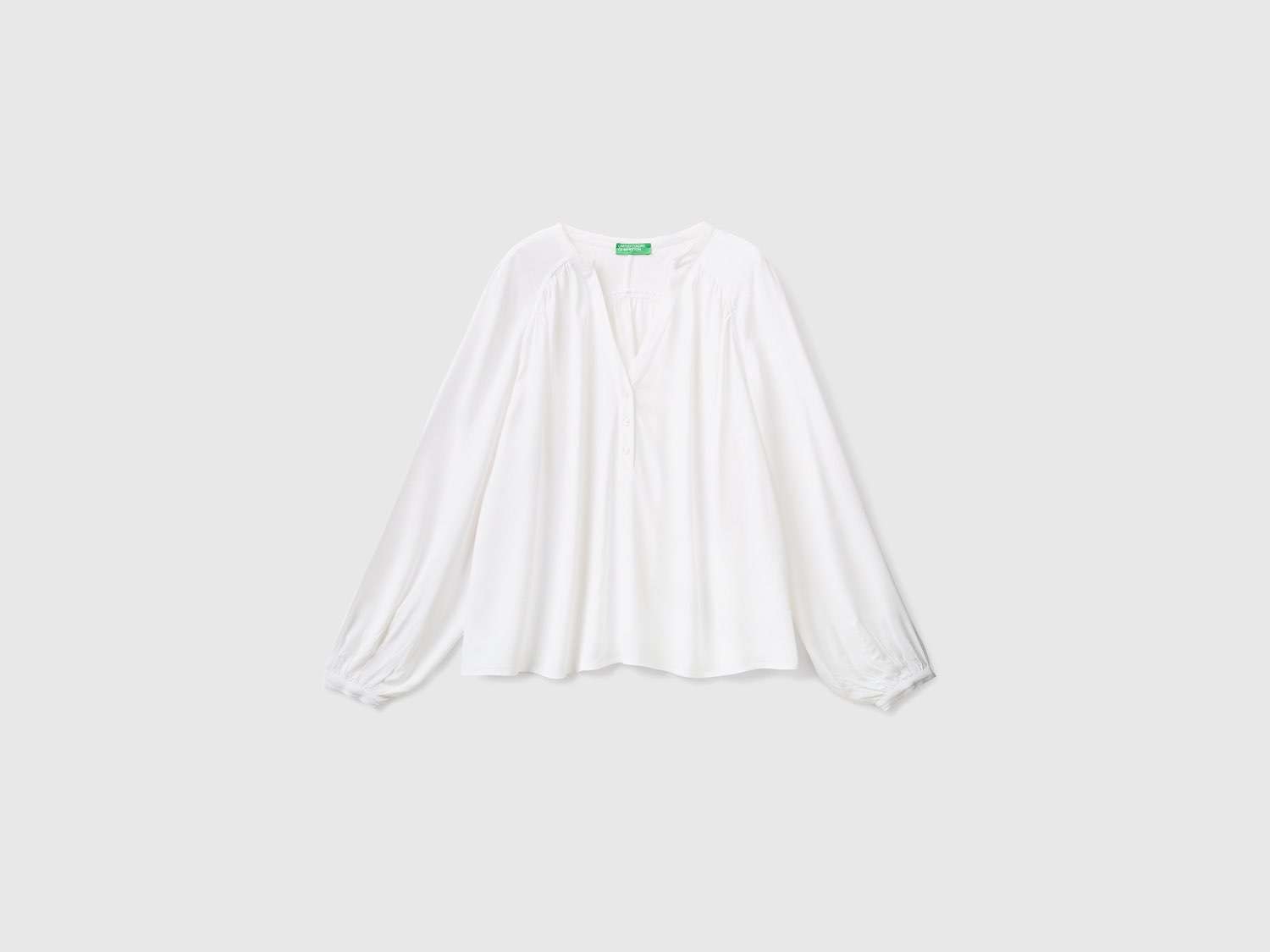 Benetton Kadın Beyaz Flared Fit Raglan Kollu Gömlek