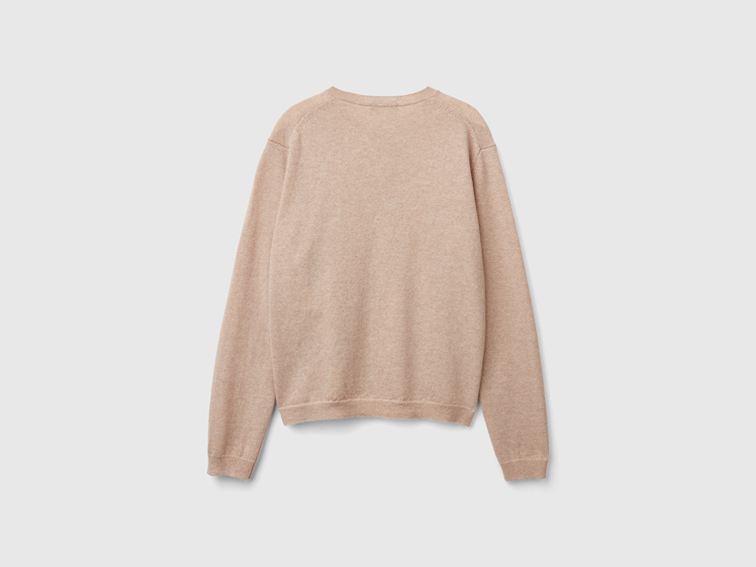 Benetton Kadın Ekru %100 Merino Bisiklet Yaka İnci Düğmeli  Hırka