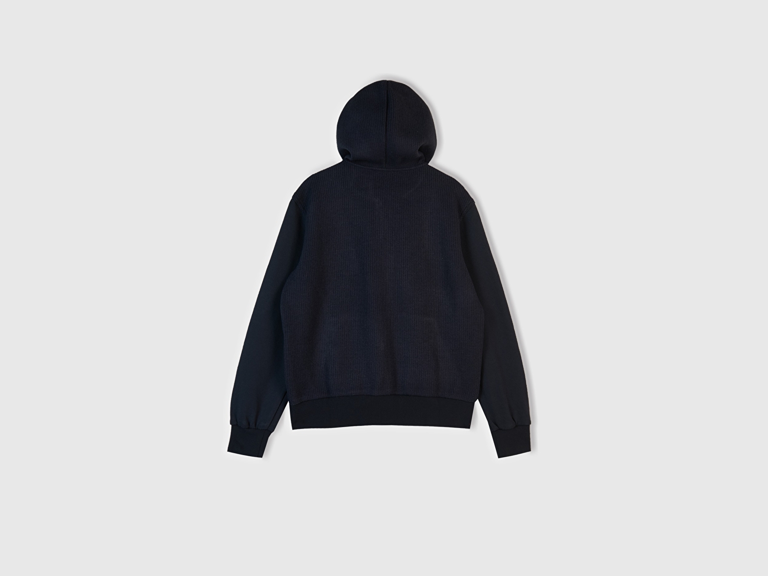 Benetton Erkek Lacivert Pamuk ve Yün Karışımlı Cepli Fermuarlı Kapüşonlu Sweatshirt