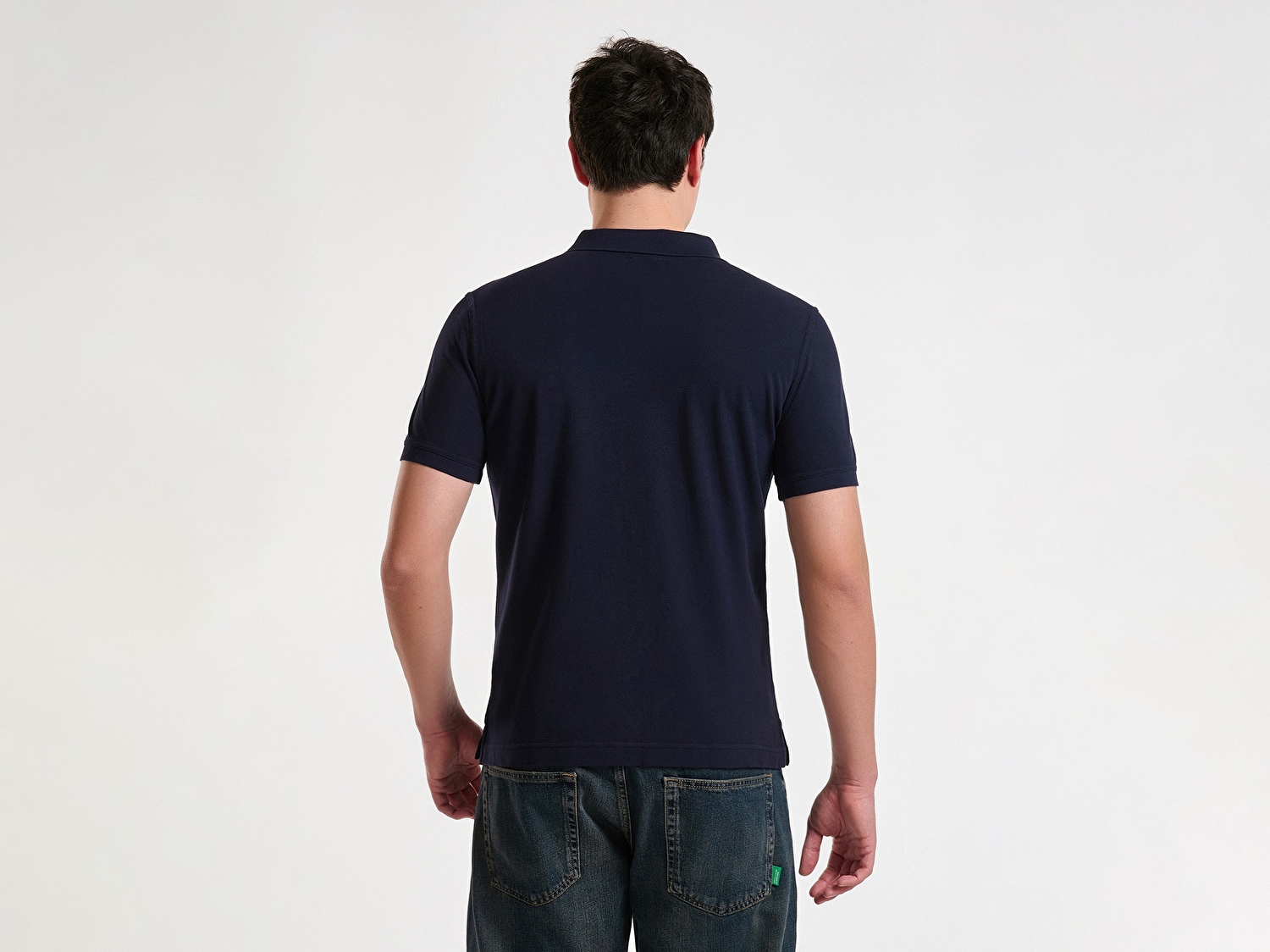 Benetton Erkek Lacivert %100 Pamuk Çok Renkli Logo Baskılı Regular Fit Polo T-Shirt