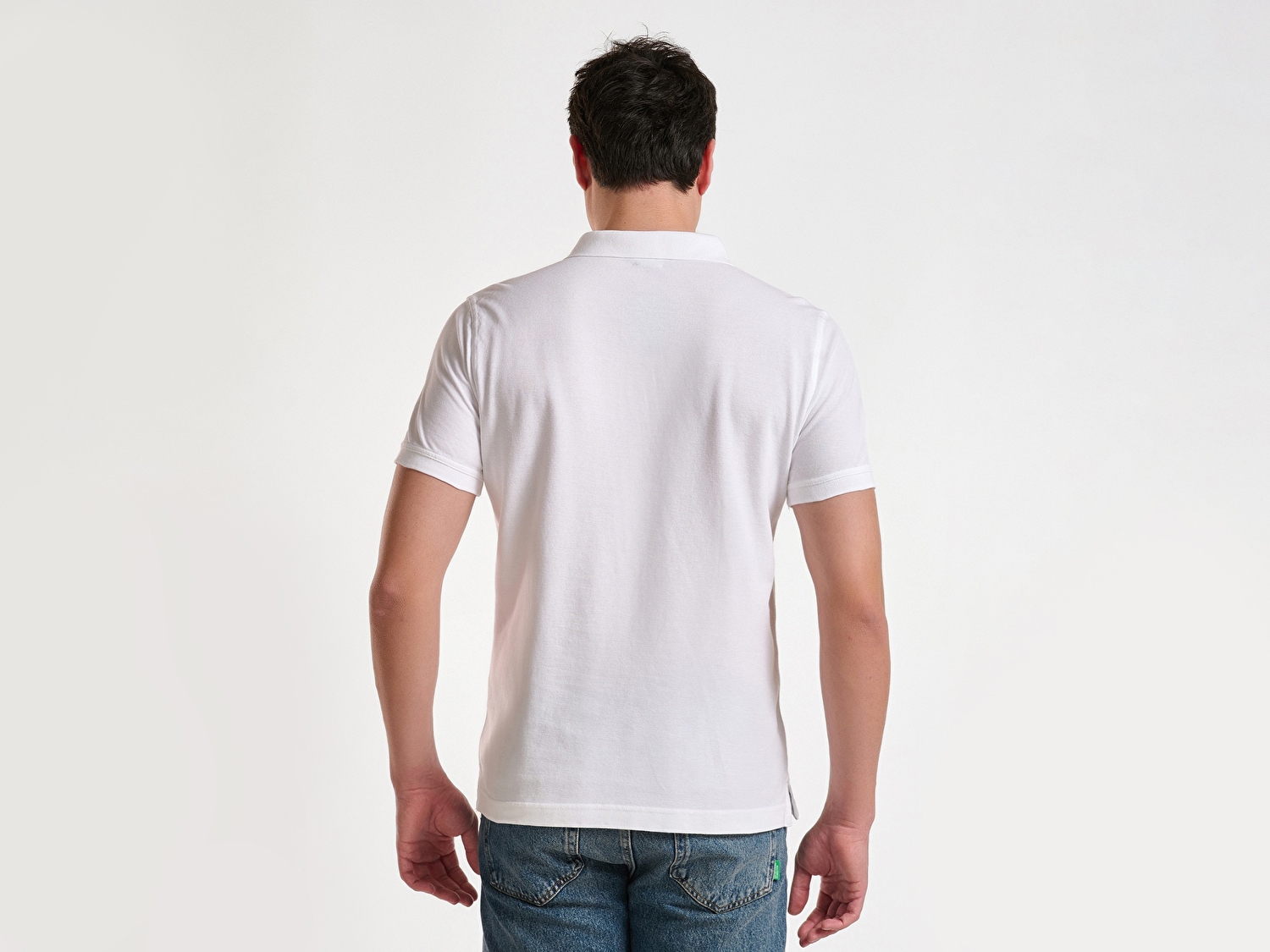Benetton Erkek Beyaz %100 Pamuk Çok Renkli Logo Baskılı Regular Fit Polo T-Shirt