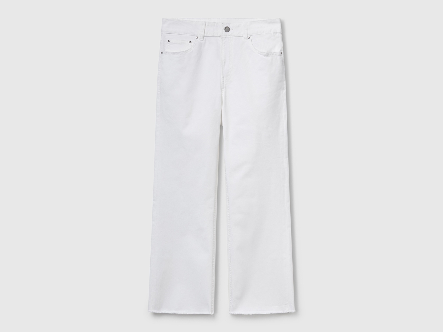 Benetton Kadın Beyaz 5 Cepli Kısa Paça Denim Pantolon