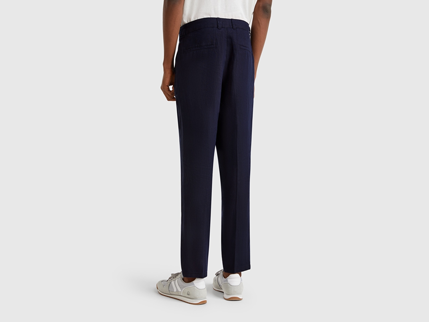 Benetton Erkek Lacivert %100 Keten Pantolon