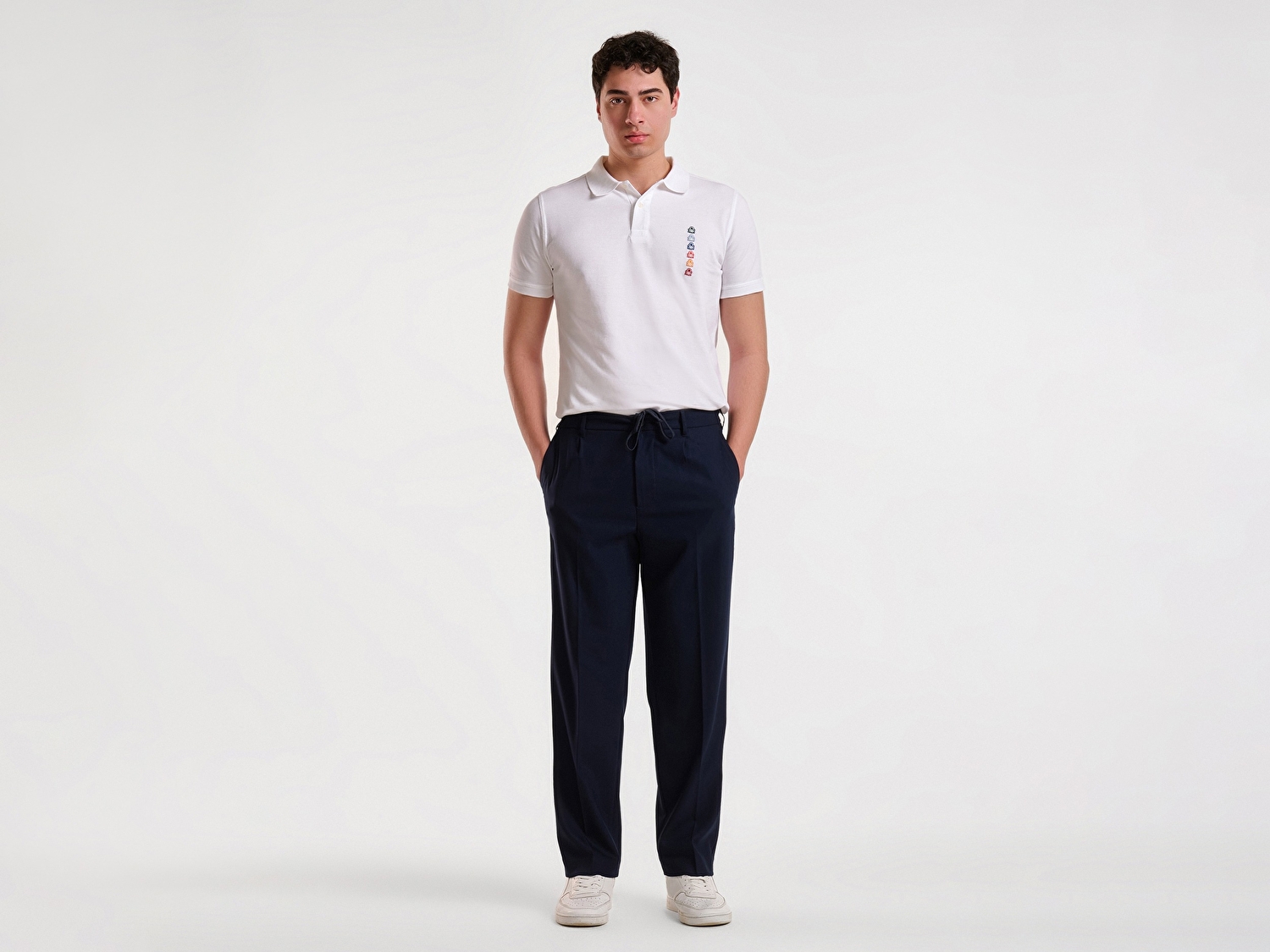 Benetton Erkek Lacivert Viskoz Karışımlı Beli İpli Regular Fit Chino Pantolon