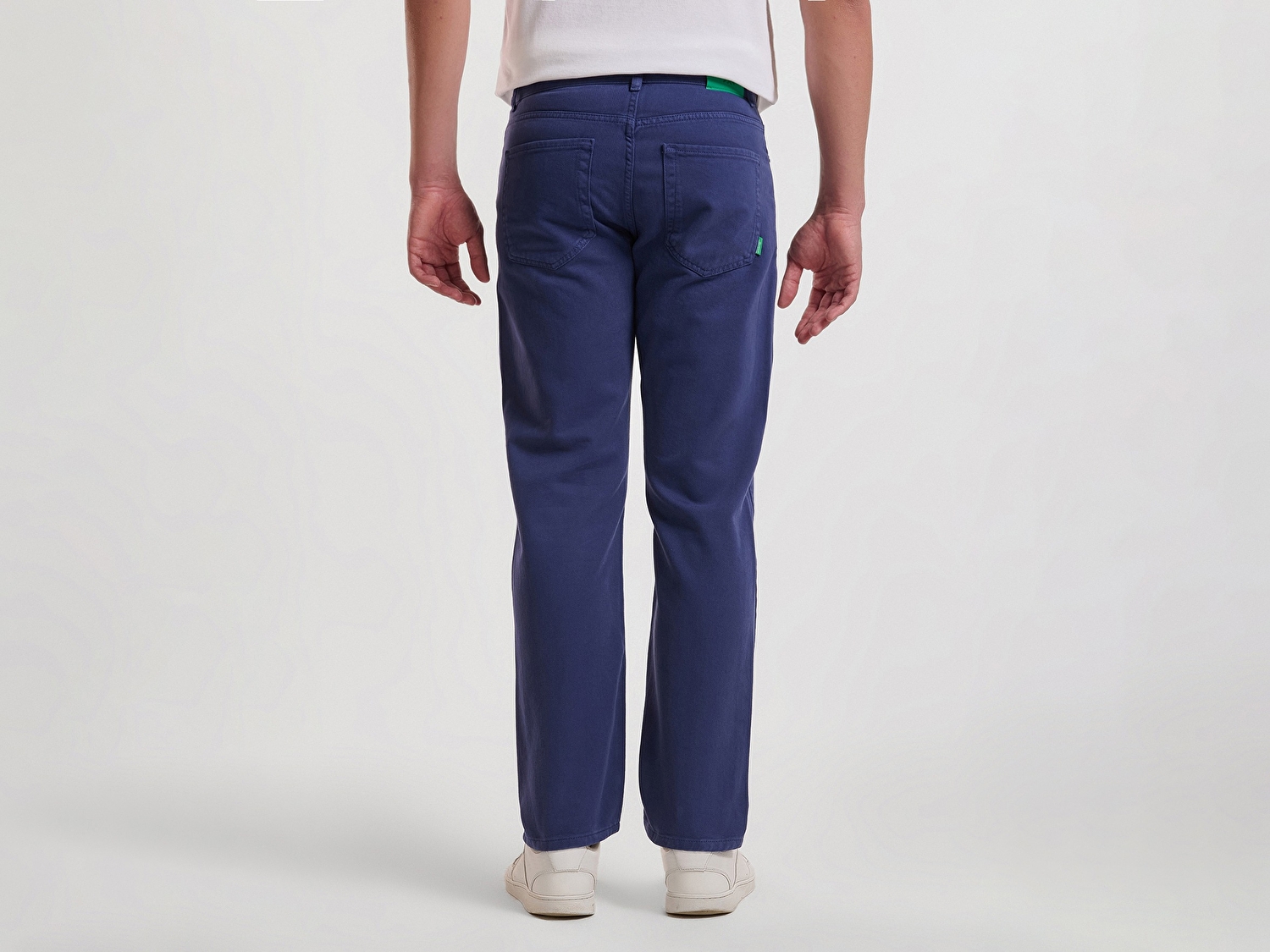 Benetton Erkek Lavanta Mavisi %100 Pamuk Beli Logo Etiketli 5 Cepli Straight Fit Pantolon