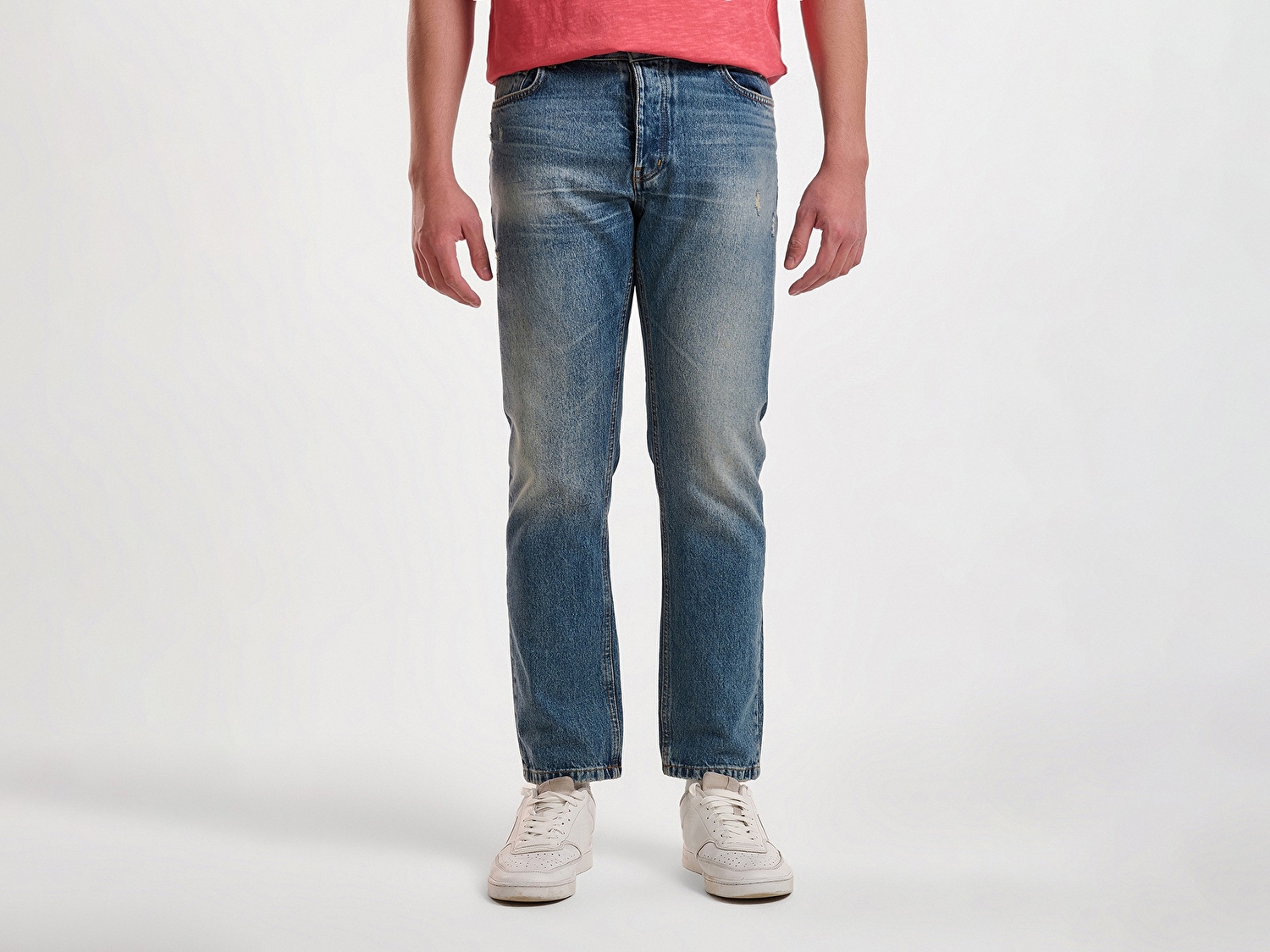Benetton Erkek Koyu Mavi %100 Pamuk Eskitme Efektli 5 Cepli Denim Pantolon