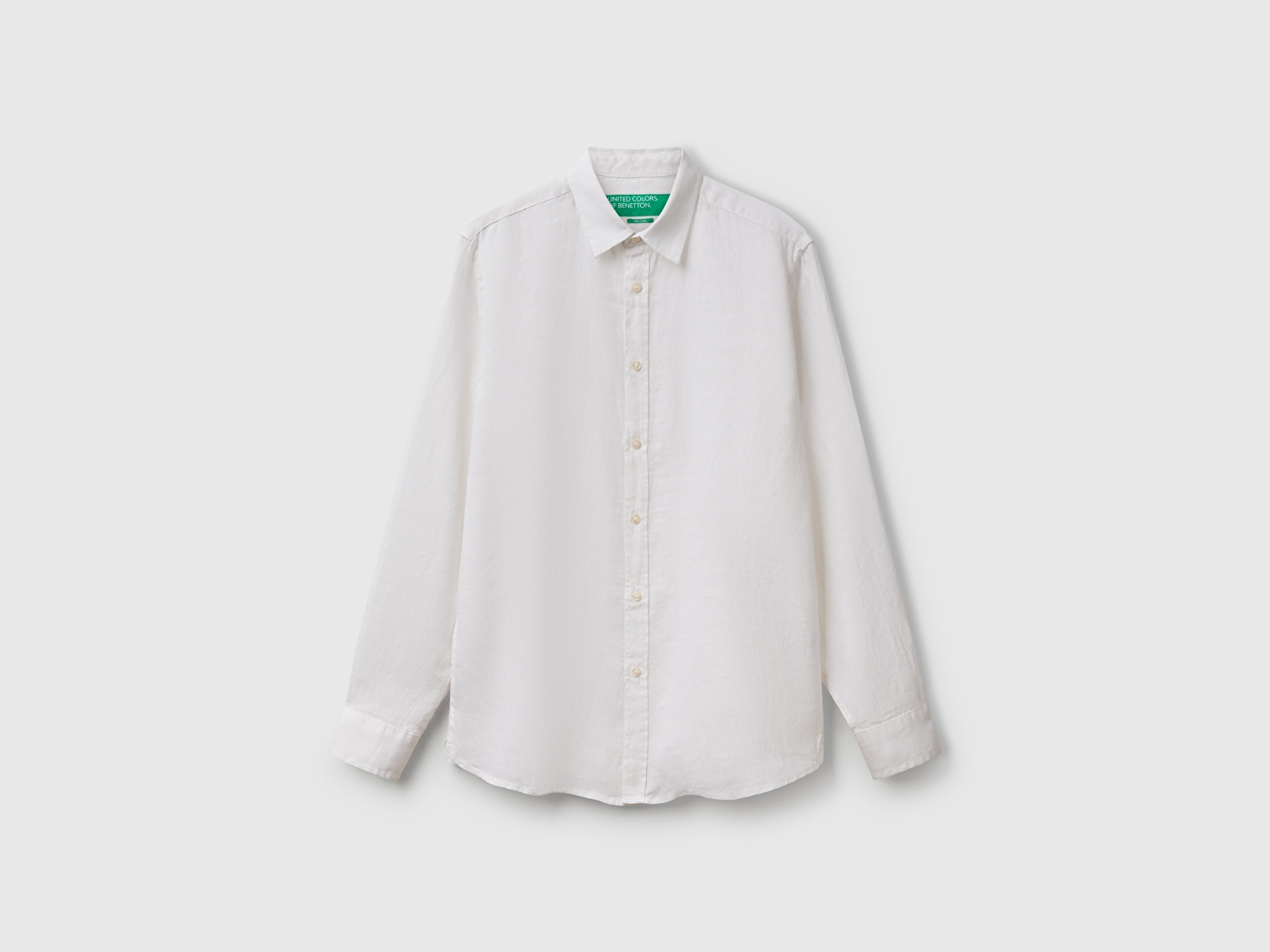 Benetton Erkek Beyaz %100 Keten Gömlek