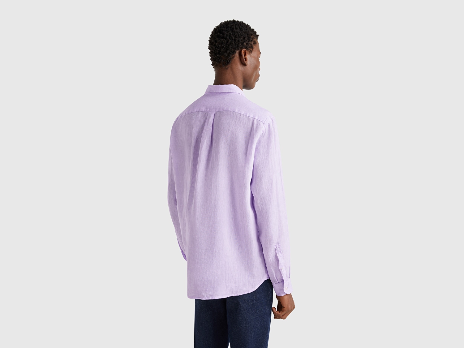 Benetton Erkek Lila %100 Keten Gömlek