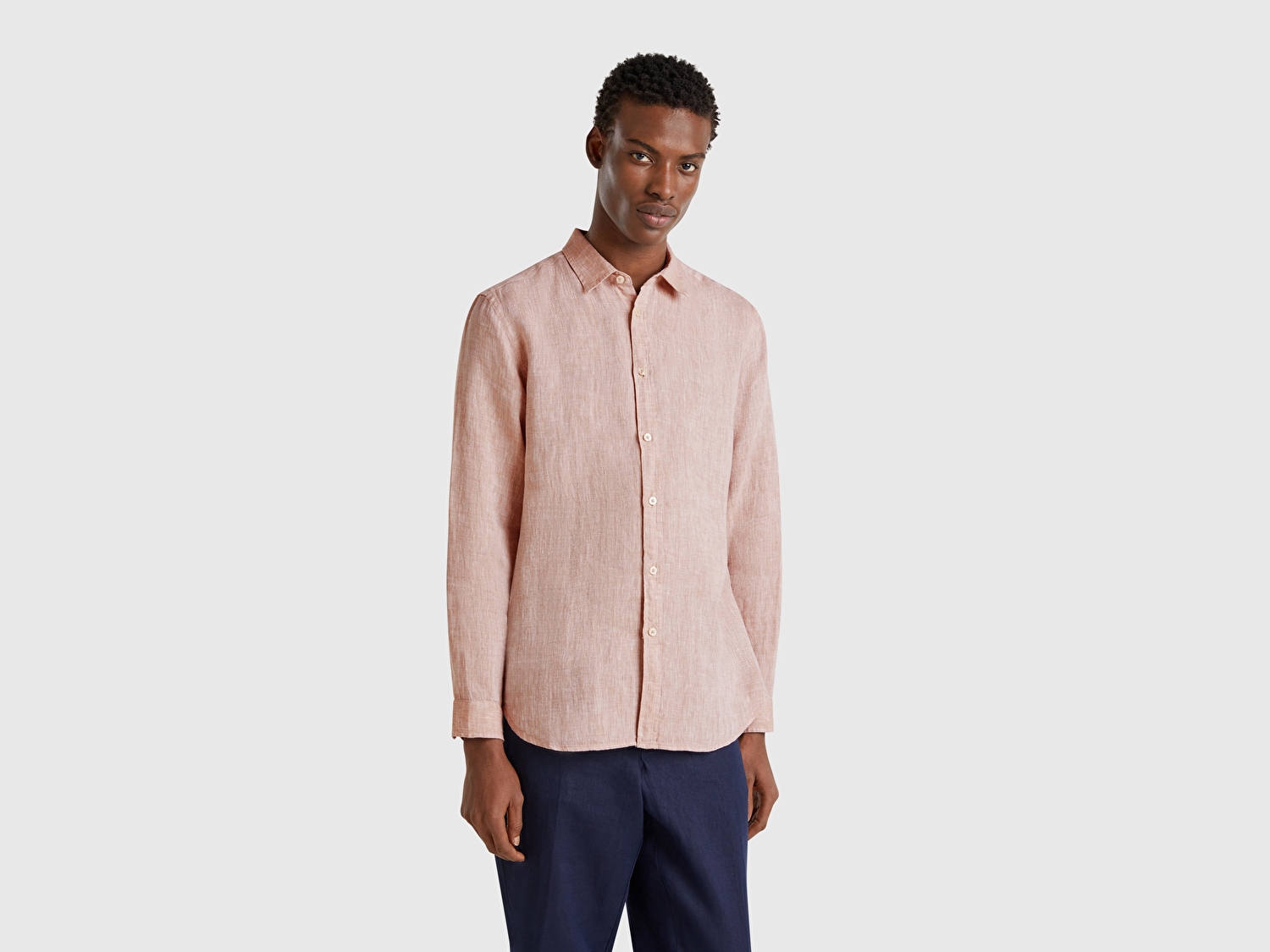 Benetton Erkek Bej %100 Keten Gömlek