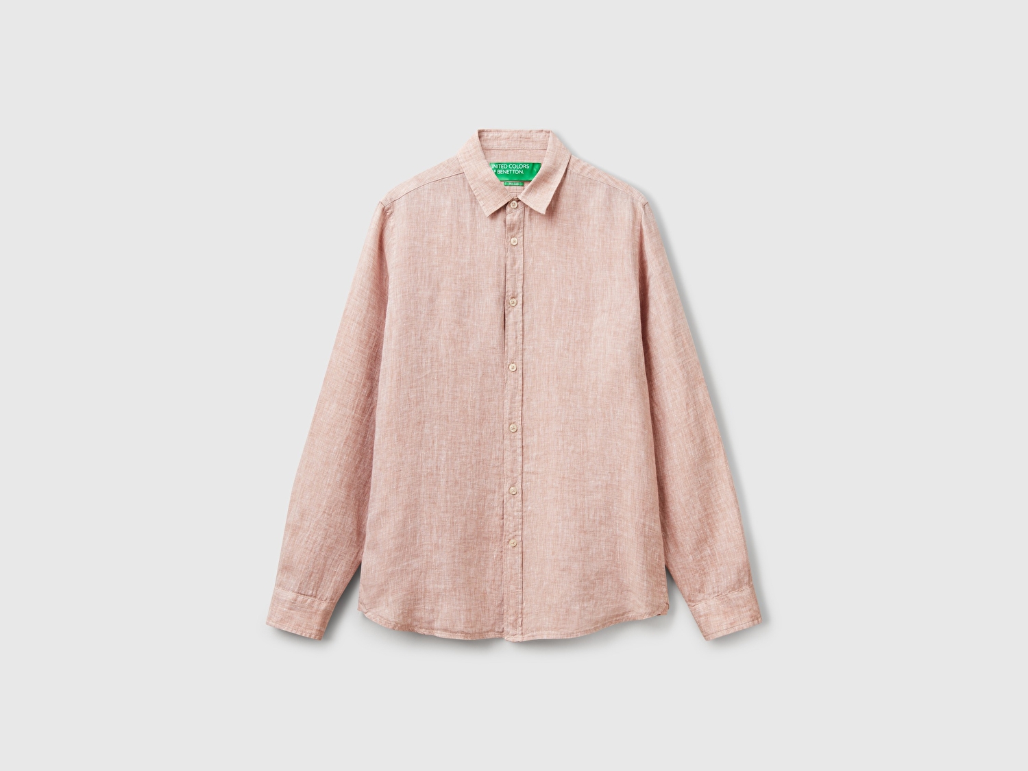 Benetton Erkek Bej %100 Keten Gömlek