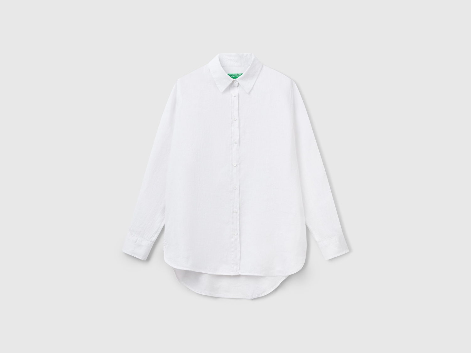Benetton Kadın Beyaz %100 Keten Gömlek