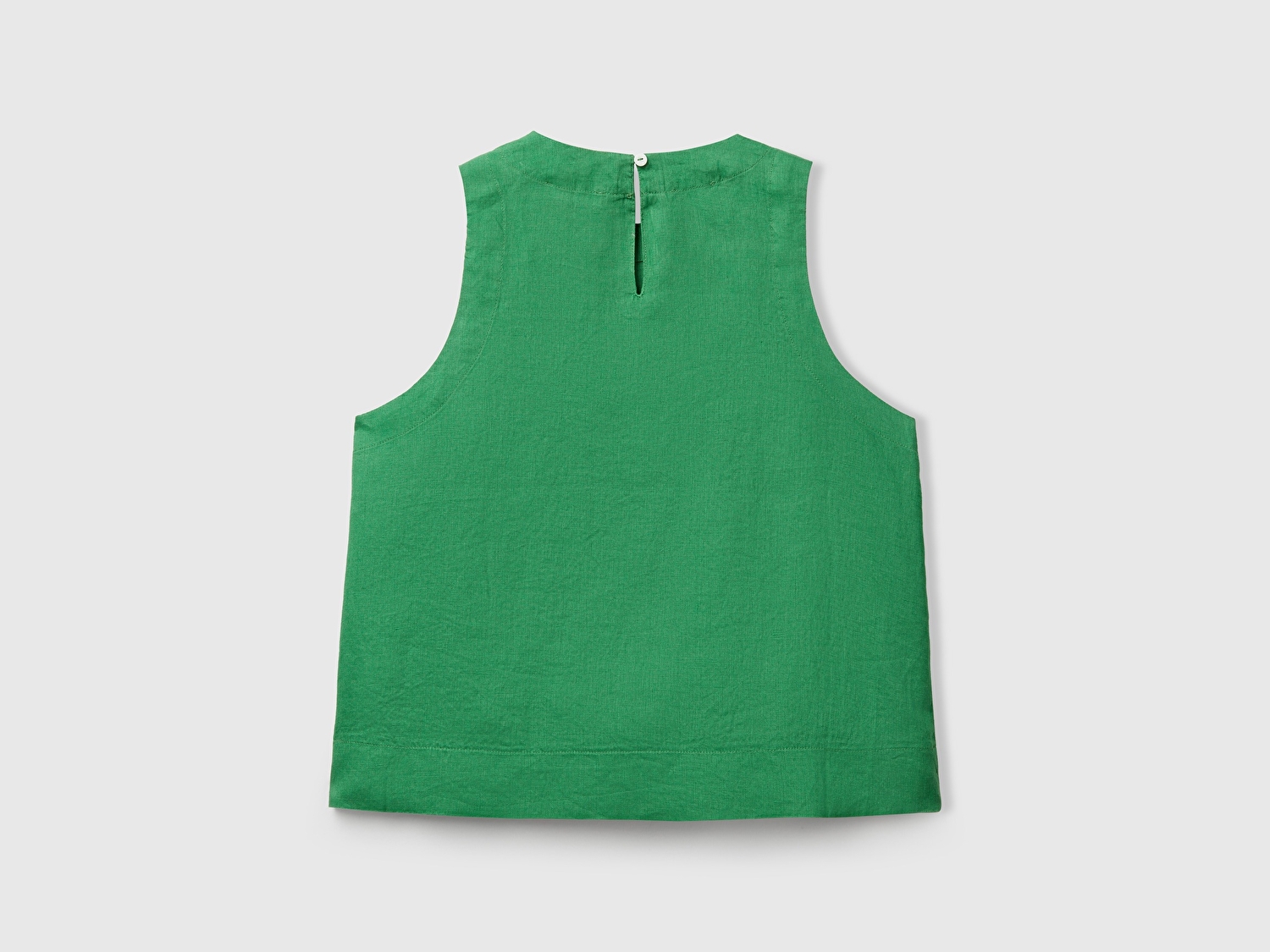 Benetton Kadın Yeşil %100 Keten Kolsuz Bluz